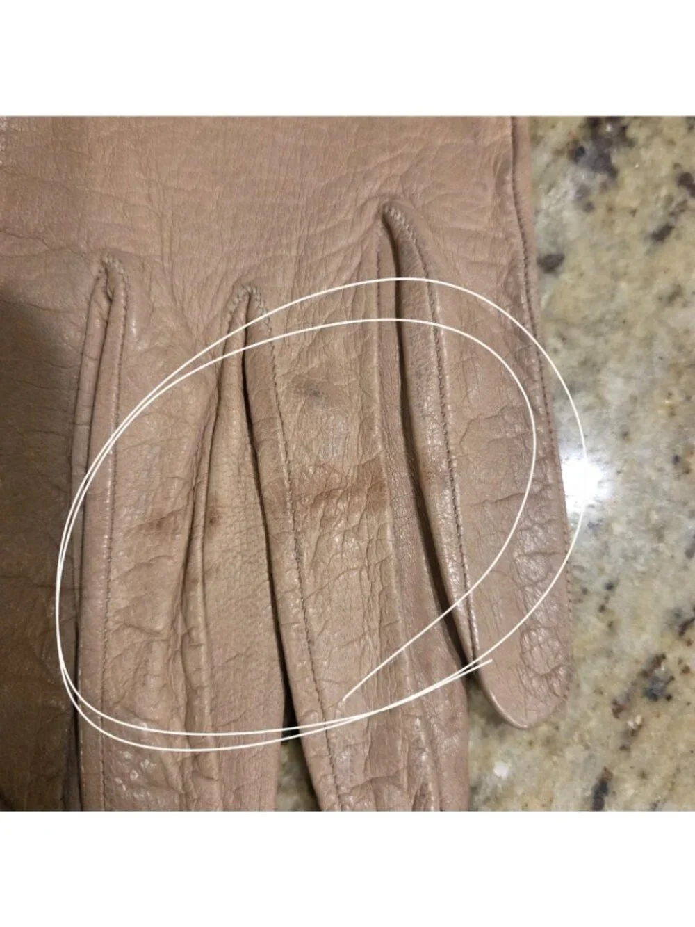 Vintage Womens Size M /7 Beige Soft Leather Gloves Eyelet Embroidered Italy